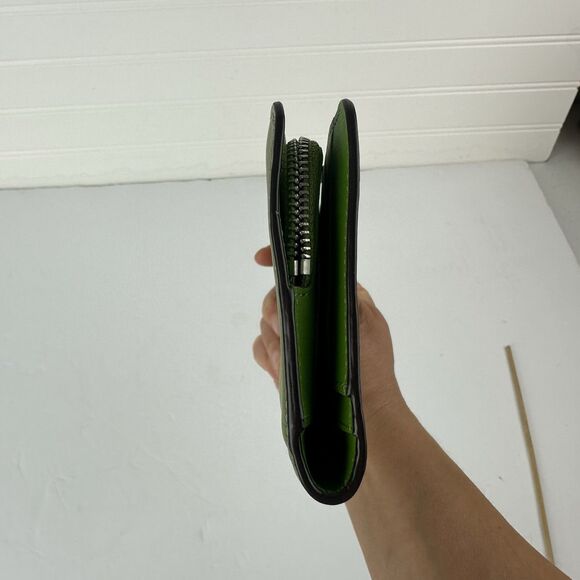 COACH Smooth Leather Skinny Snap Tab Slim Wallet Dark Lime Green CH823 Used - Picture 6 of 14